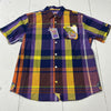 Born Fly Multicolor Plaid Short Sleeve Button Up Shirt Men Size 2XL NEW