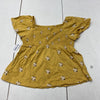 Old Navy Yellow Floral Print Flutter-Sleeve Smocked Swing Top Girls Size L 10-12