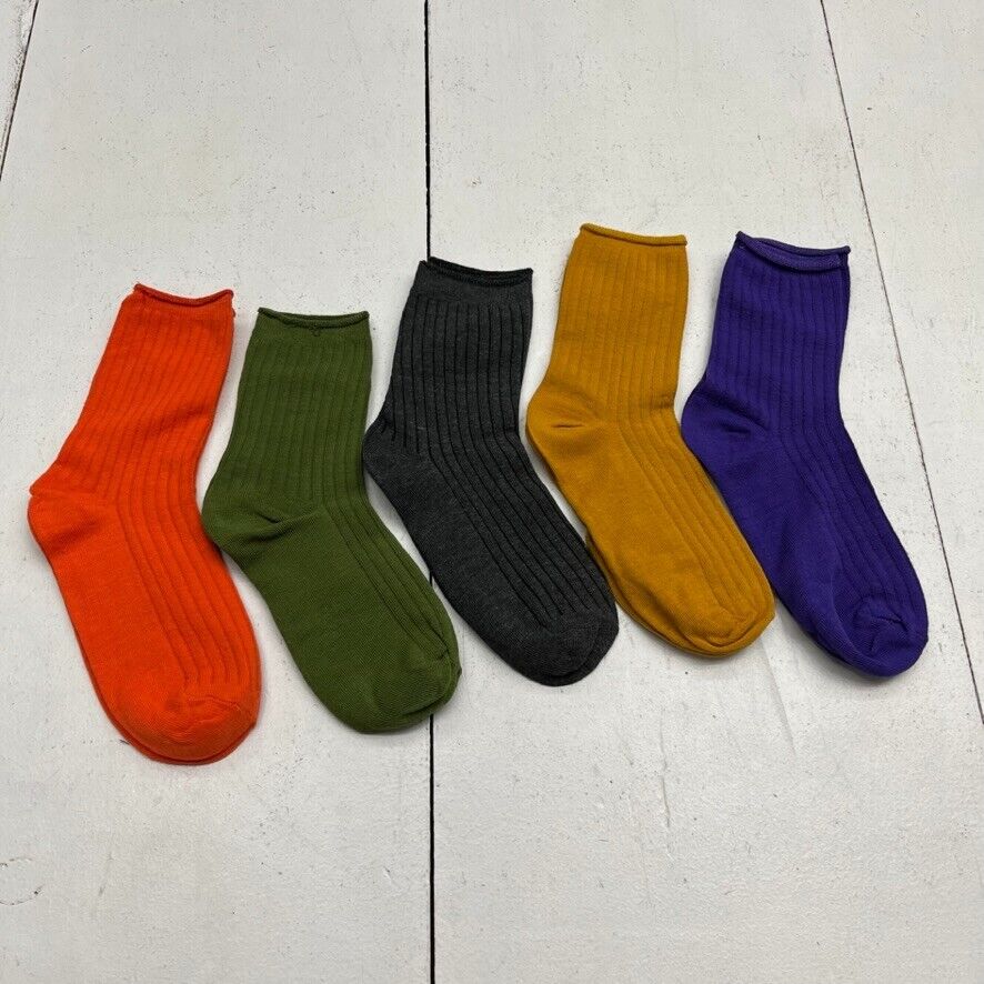 Assorted Dark Colored 5 Pack Crew Socks Unisex Adult One Size NEW