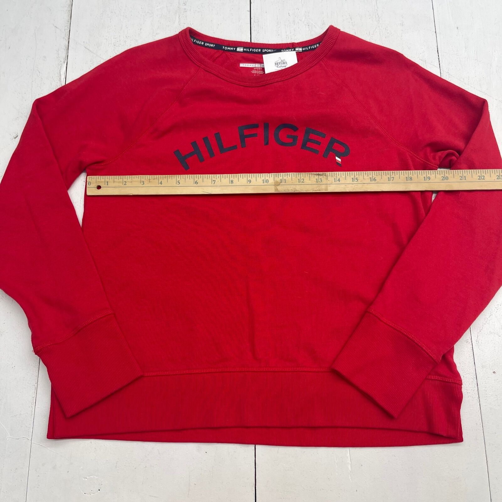 Tommy Hilfiger Sport Red Spellout Long Sleeve Sweater Women's Size Lar -  beyond exchange