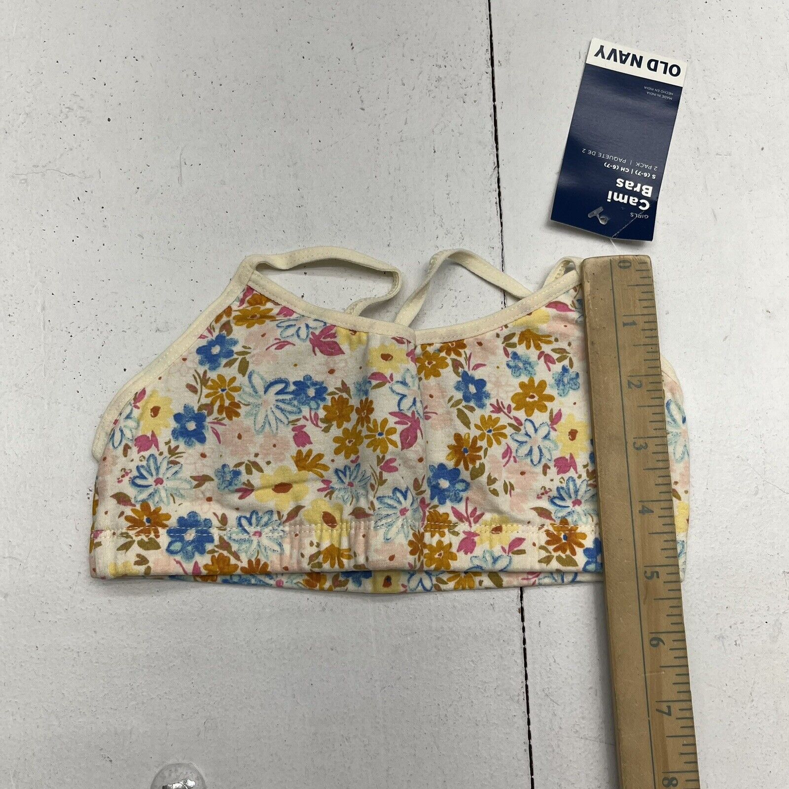 Old Navy Cream & Flower Jersey-Knit Padded Starter Bra 2Pk Girls