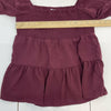 Paper Crane Maroon Smocked Baby Doll Long Sleeve Blouse Women’s Size Small New