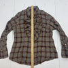 Georg Roth Womens Red/BrownPlaid Ruffle Button up long sleeve size XL