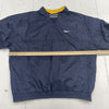Vintage Reebok Fleece Nylon Yellow Blue Reversible Pullover Windbreaker Mens XL*