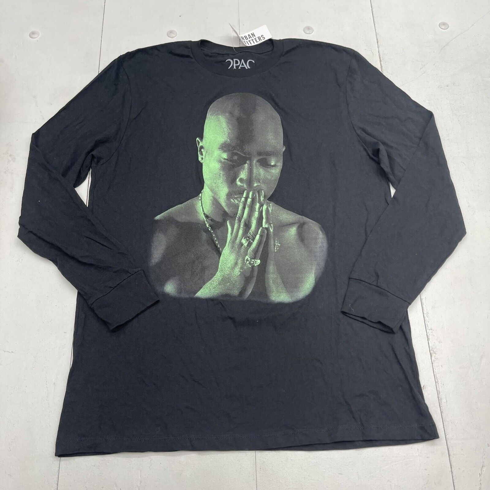 Urban Outfitters 2 Pac Hail Mary Black Graphic Long Sleeve Tee Mens Large New