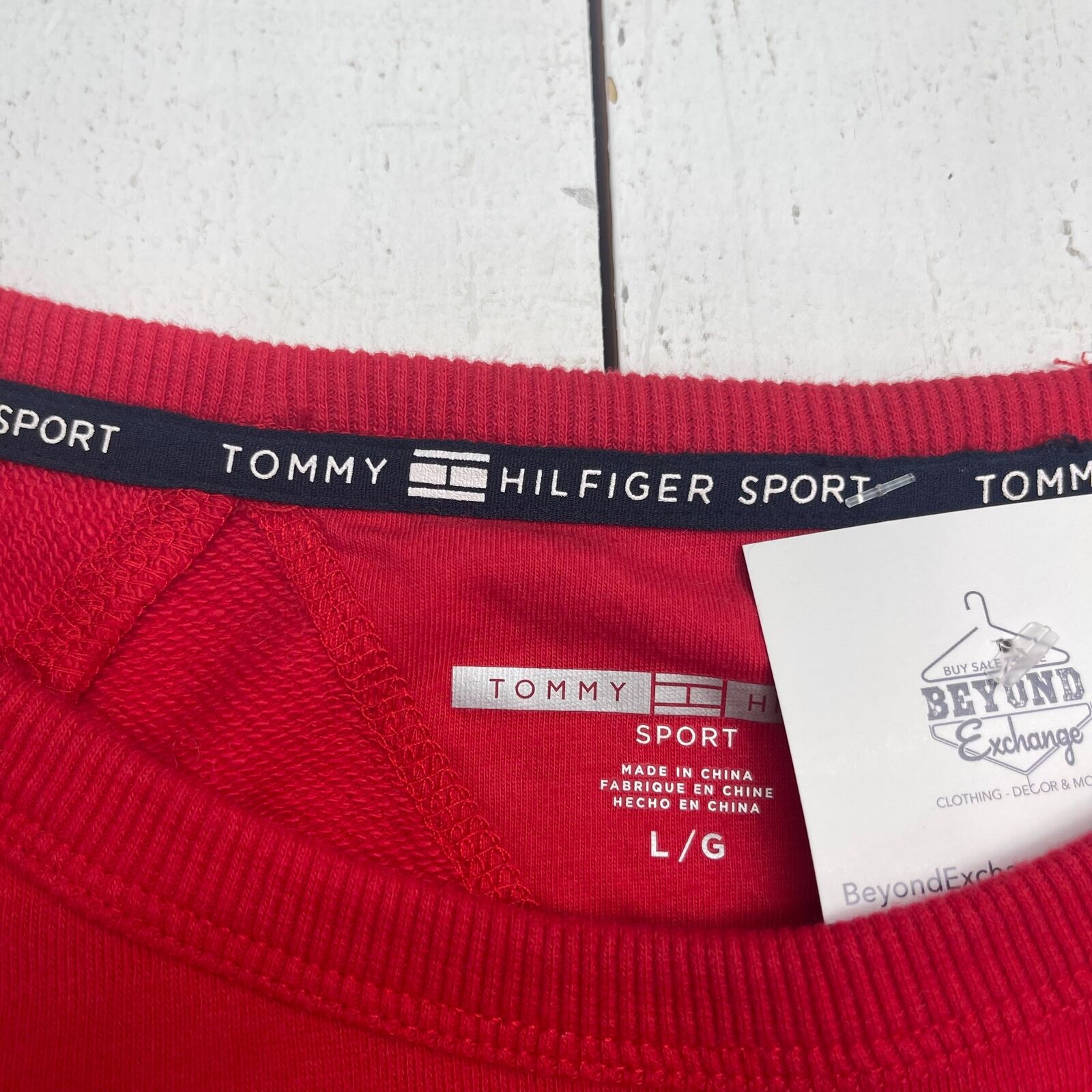 Tommy Hilfiger Sport Red Spellout Long Sleeve Sweater Women\'s Size Lar -  beyond exchange