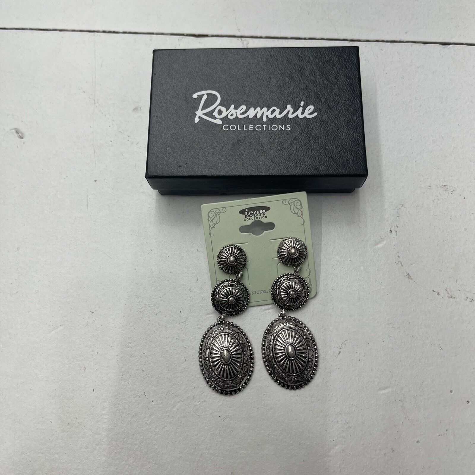 Rosemarie Collections Silver Western Triple Concho Dangle Earrings