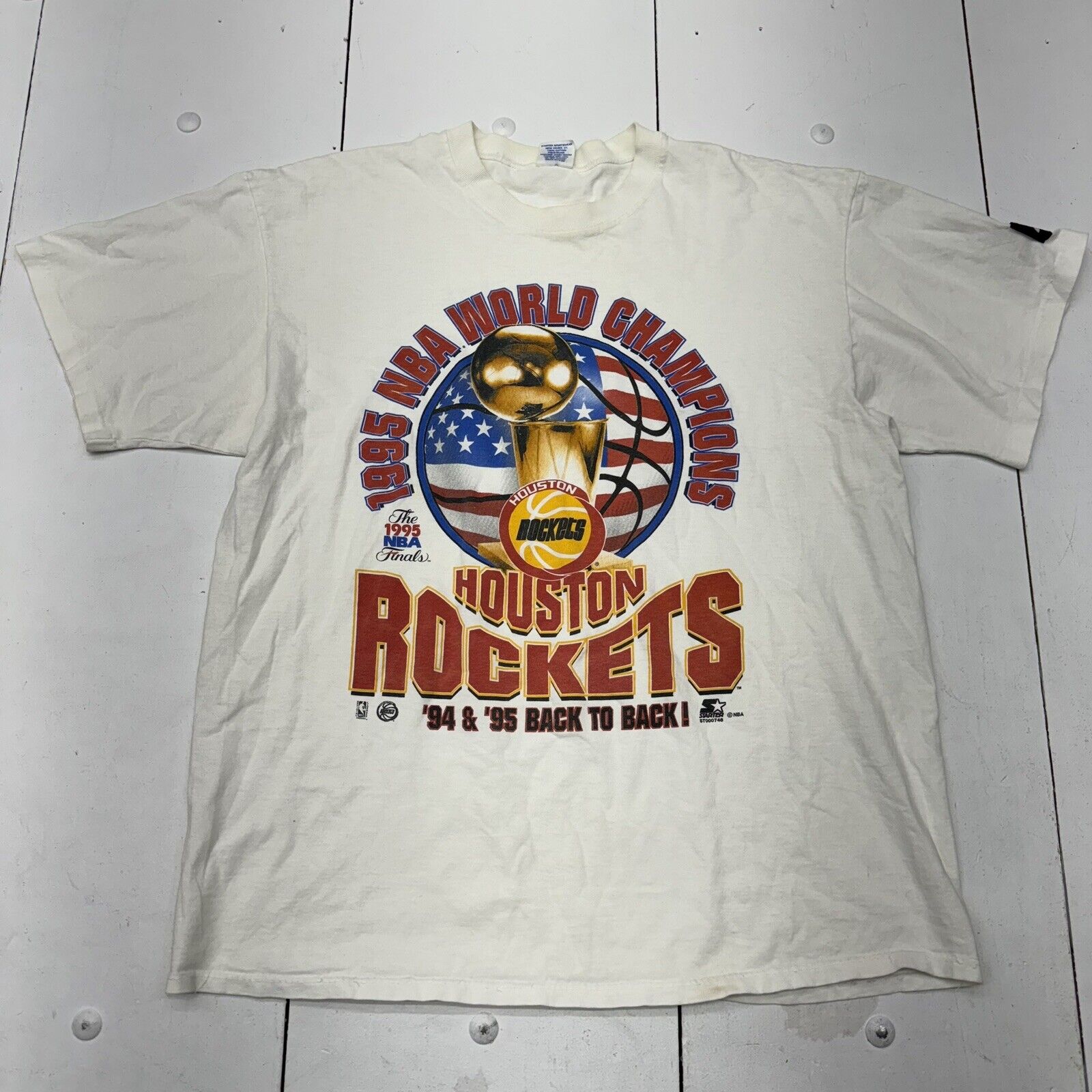 Vintage Starter Houston Rockets 1995 World Championship T-Shirt Adult Size Large