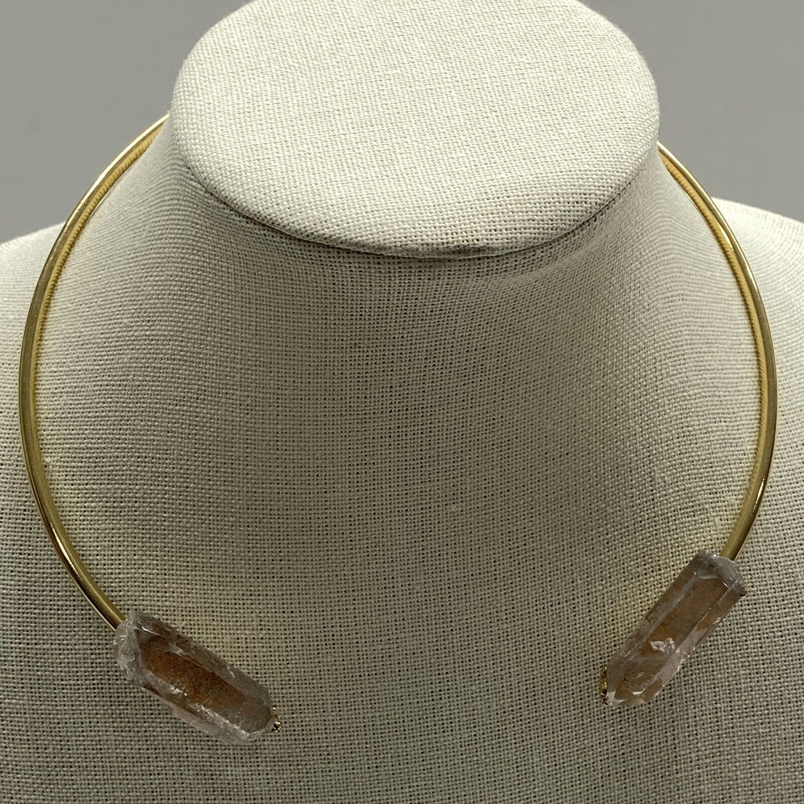 Gold Tone Plated With Crystals Choker Necklace