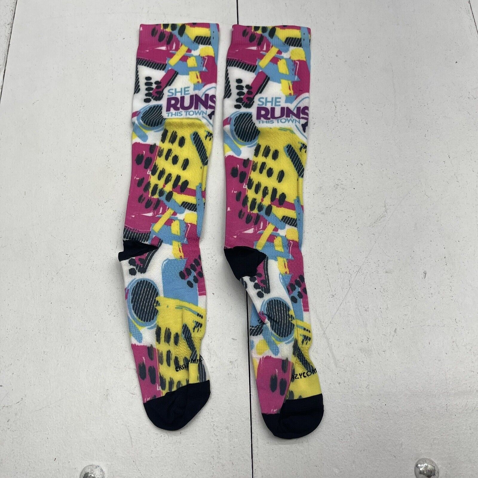 Crazy Compression She Runs This Town Graphic Socks Women's S/M New