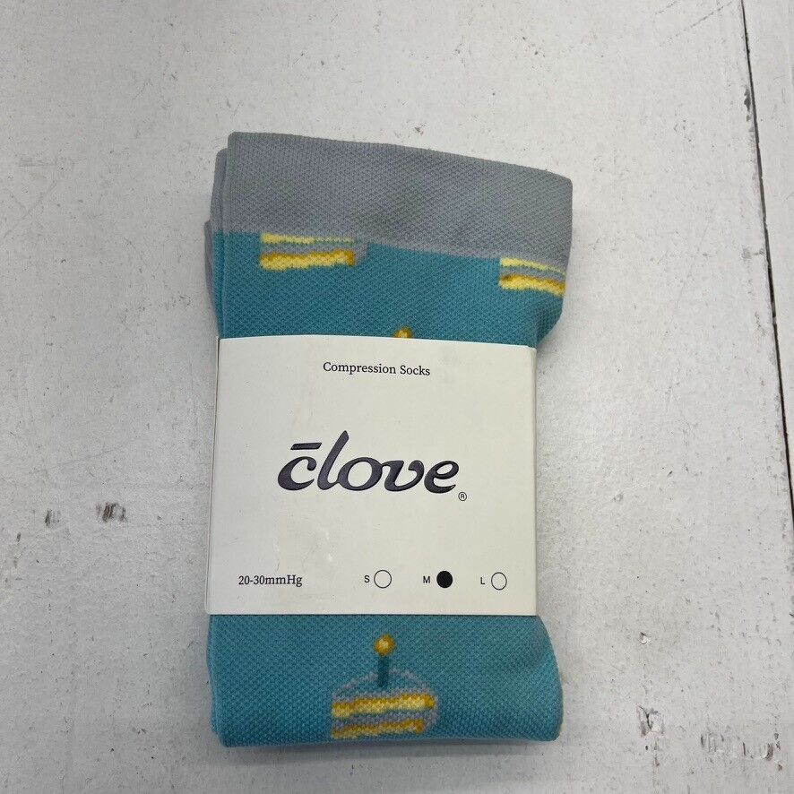 Clove Blue Cake Print Compression Socks Unisex Adult Size Medium NEW