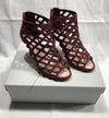 Sole Society Portia Crimson Suede Caged High Heel Sandals Women Size 5 M NEW QVC