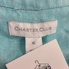 Charter Club Aqua Blue Linen Button Up Jacket Raw Hem Women Size XL NEW