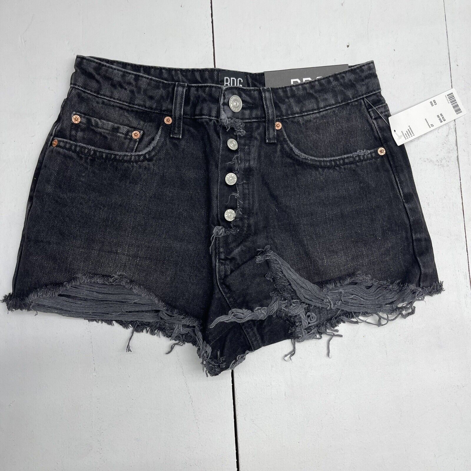 BDG Black Summer Cut Off Denim Distressed Shorts Women’s Size 27 New