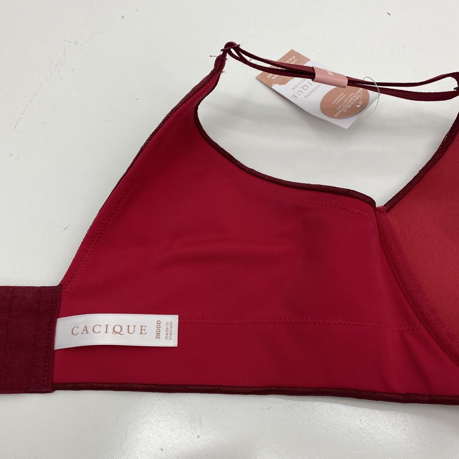Cacique Invisible BackSmoother Lightly Lined Full Coverage Bra Red