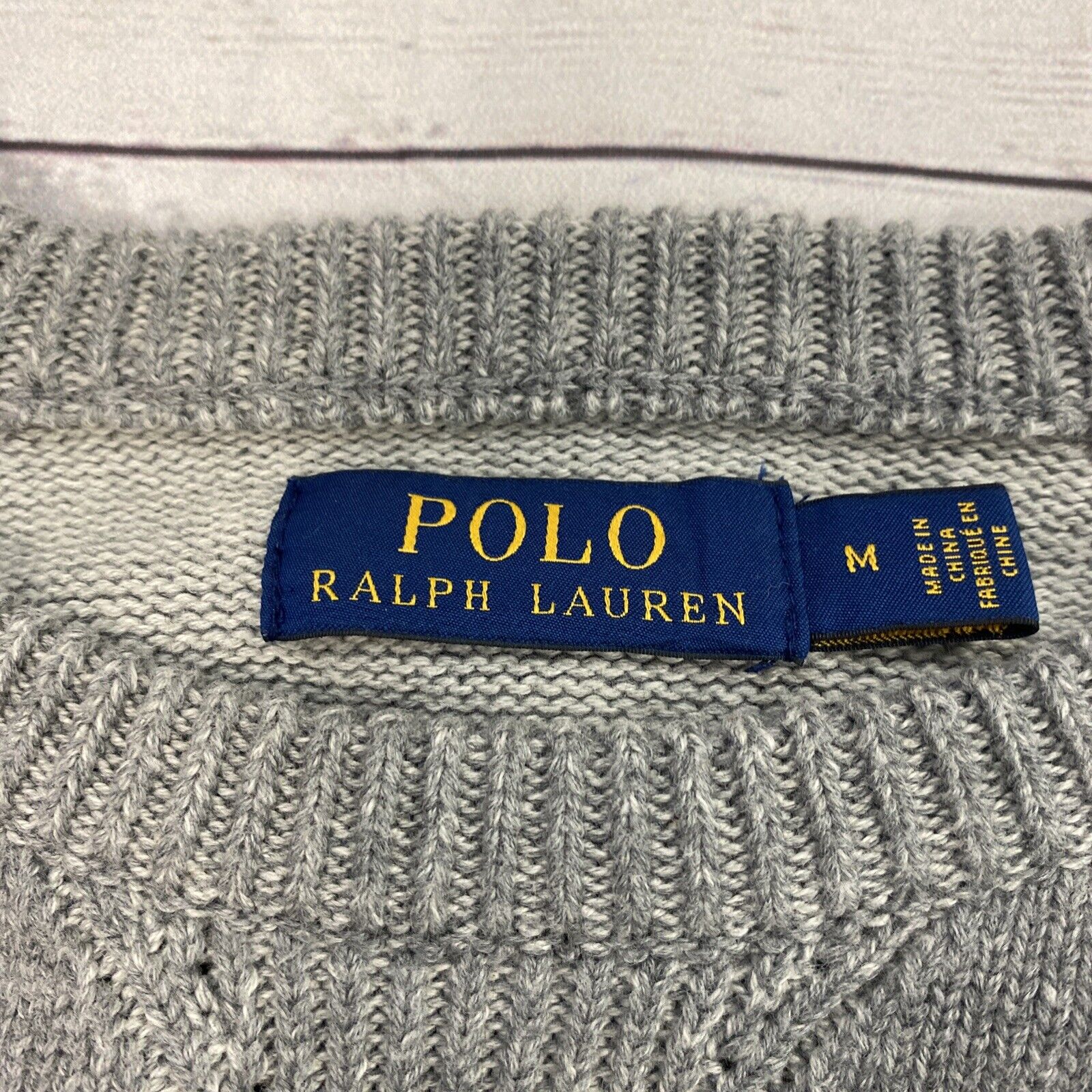 Polo Ralph Lauren Gray Cable Knit Crewneck Sweater Mens Size Medium -  beyond exchange