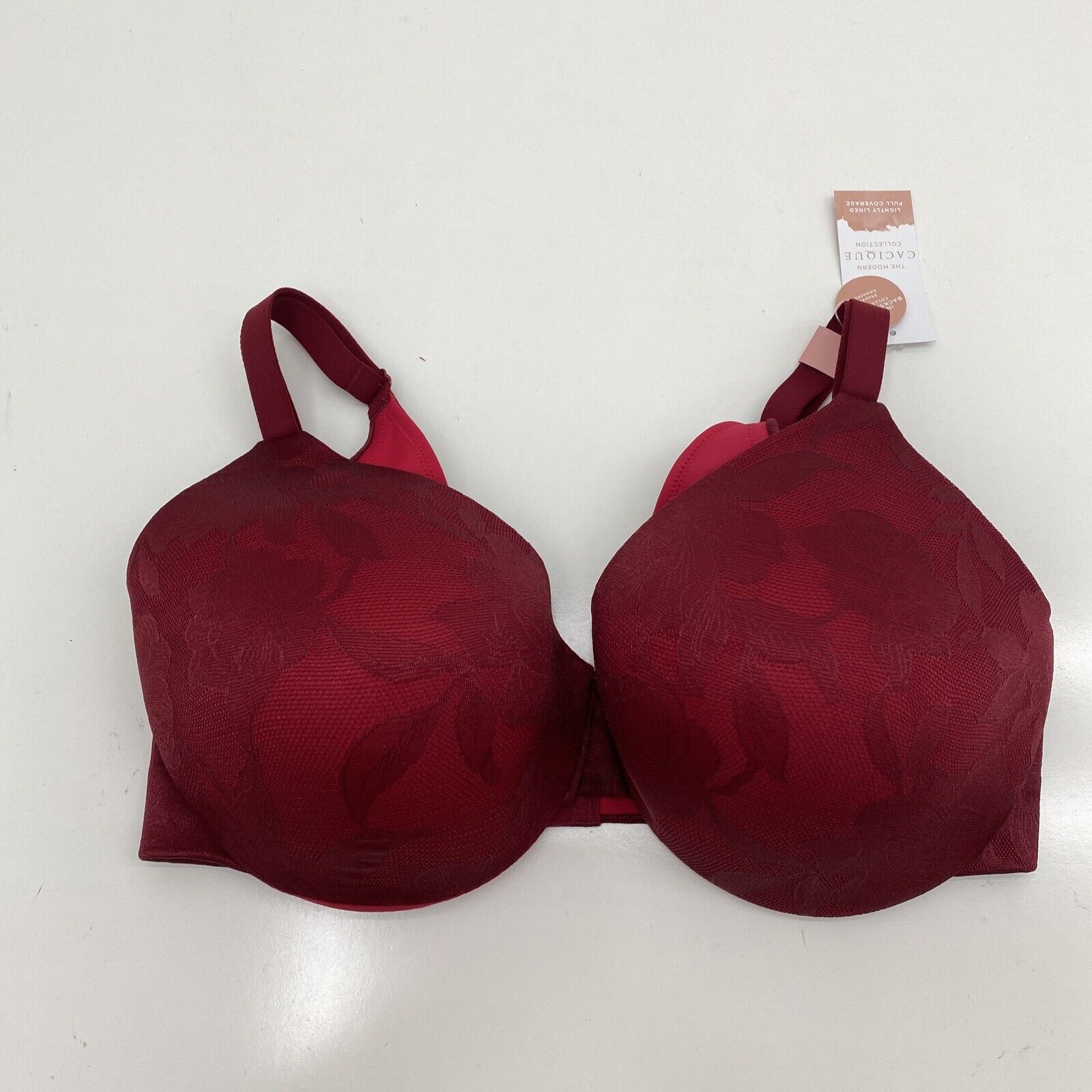 Cacique Invisible BackSmoother Lightly Lined Full Coverage Bra Red Size  38DDD