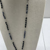 Pomina Black Beaded Fashion Long Necklace With Teardrop Crystal Pendant