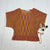 Curio Orange Multicolored Short Sleeve Knit Sweater Women’s Size Large New*