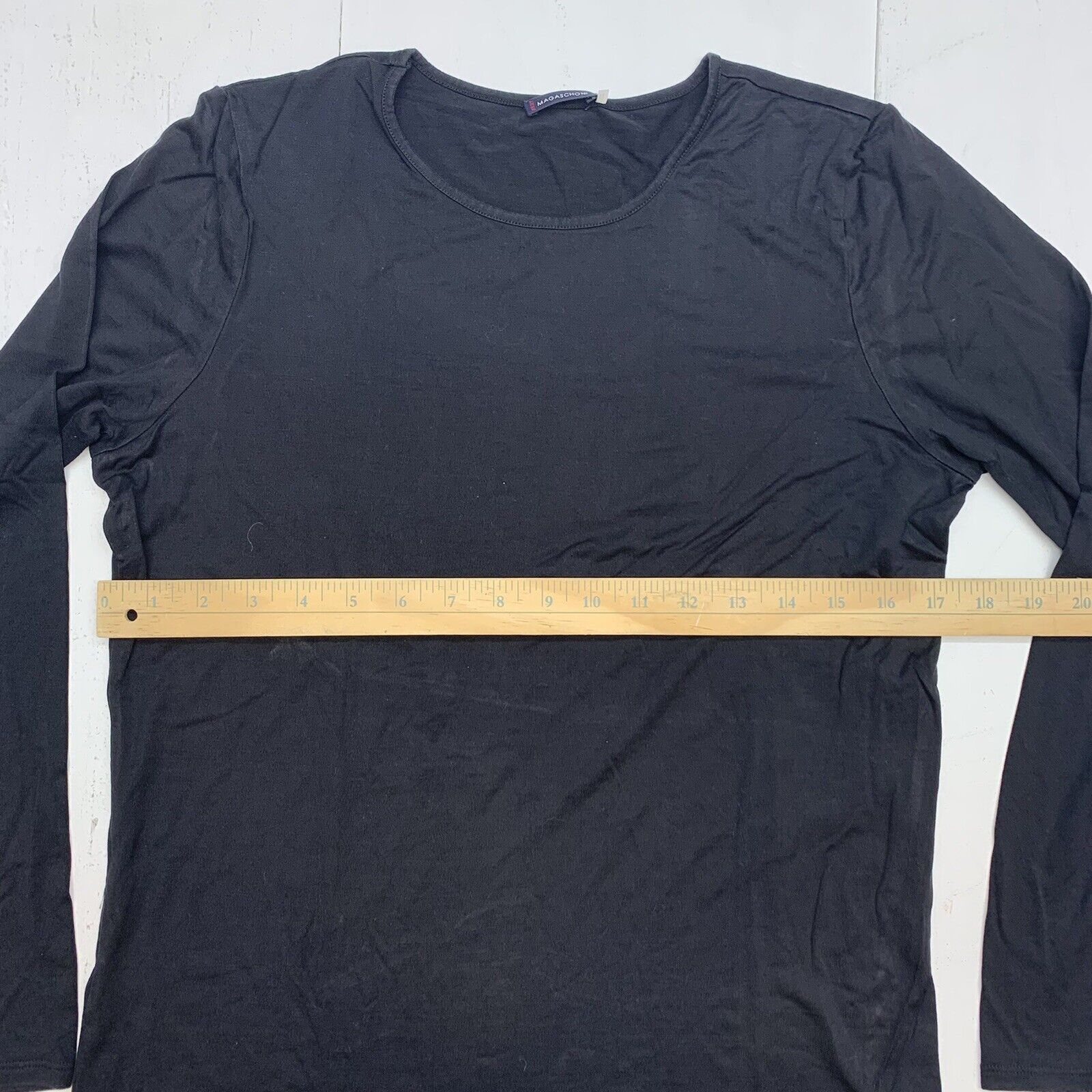 Magaschoni Basic Black Jersey Long Sleeve T Shirt Women's Size