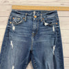 7 For All Mankind High Waist Frayed Ankle Skinny Blue Jeans Women’s Size 26 *