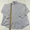 Ralph Lauren Yarmouth Blue White Stripe Button Front Long Sleeve Mens Size 17.5-