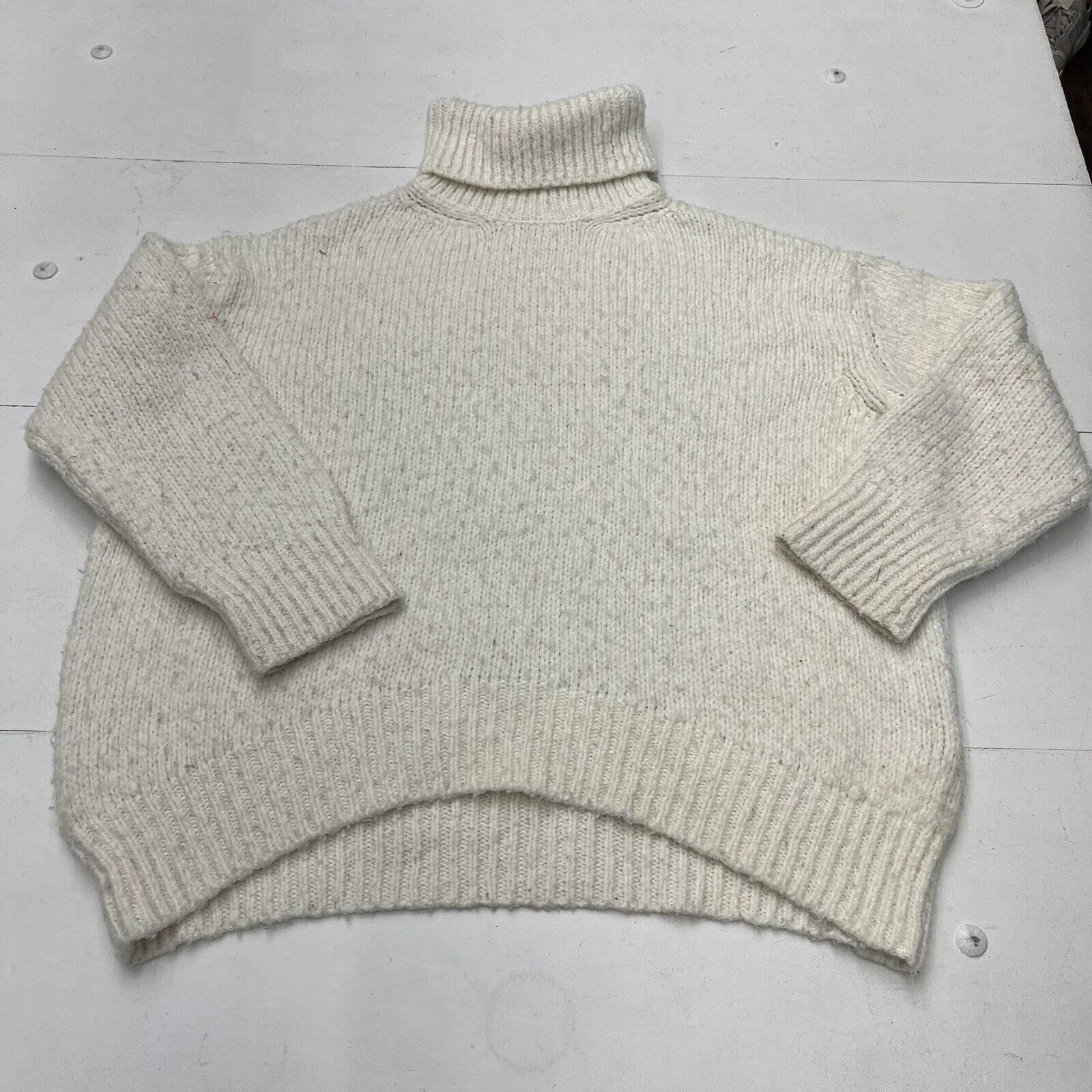 Mango Suit White Cable Knit Turtle Neck Sweater Women’s Size XXS/XS