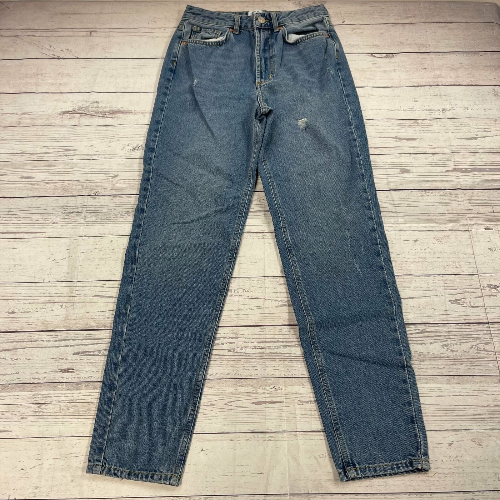 BDG High Waisted Distressed Denim Blue Mom Jeans Women's Size 27