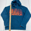Under Armour Blue Orange Graphic Print Logo Hoodie Youth Boys Size Large