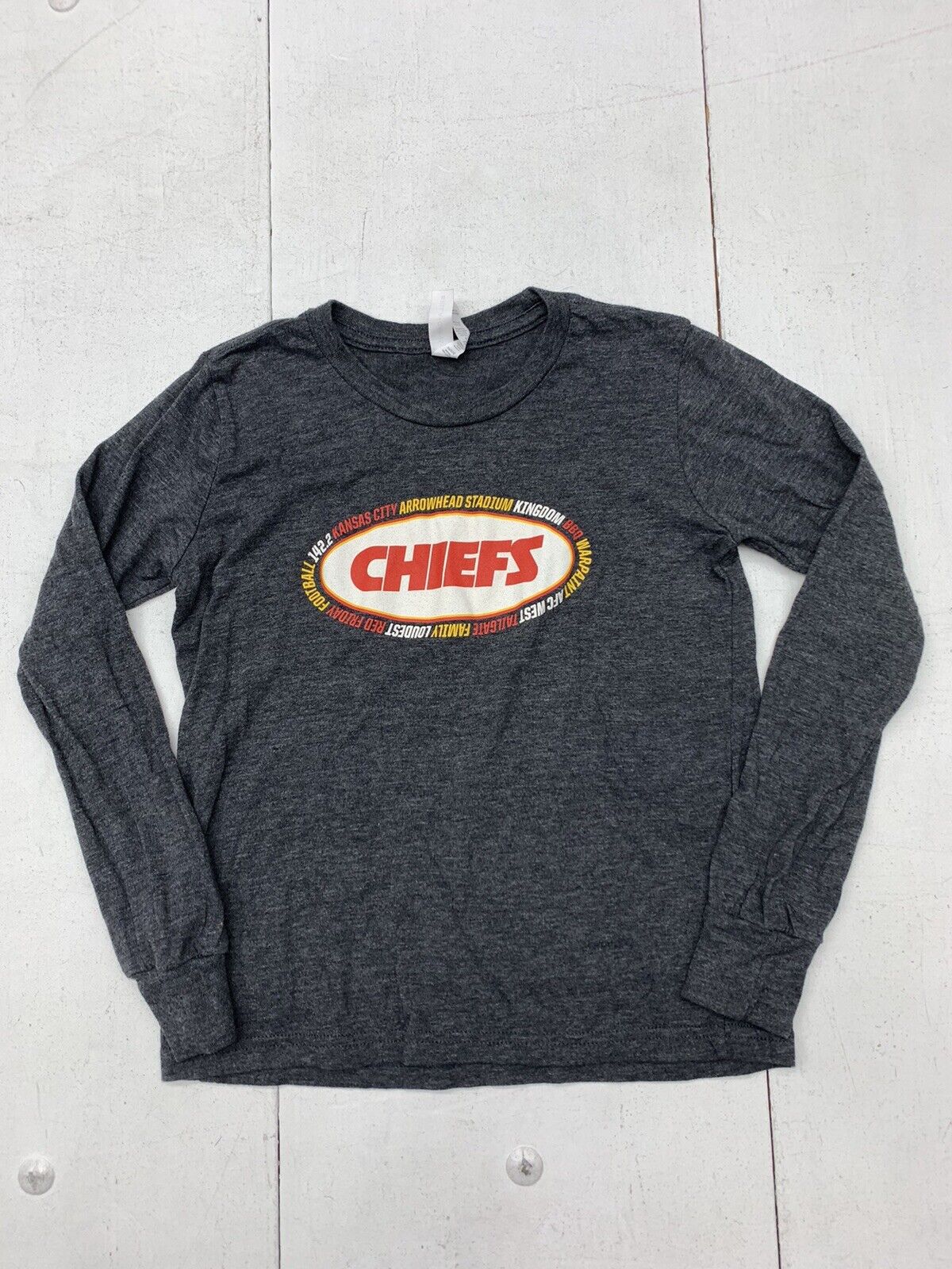 Kansas City Chiefs Kids Dark Grey Graphic Long Sleeve Shirt Size
