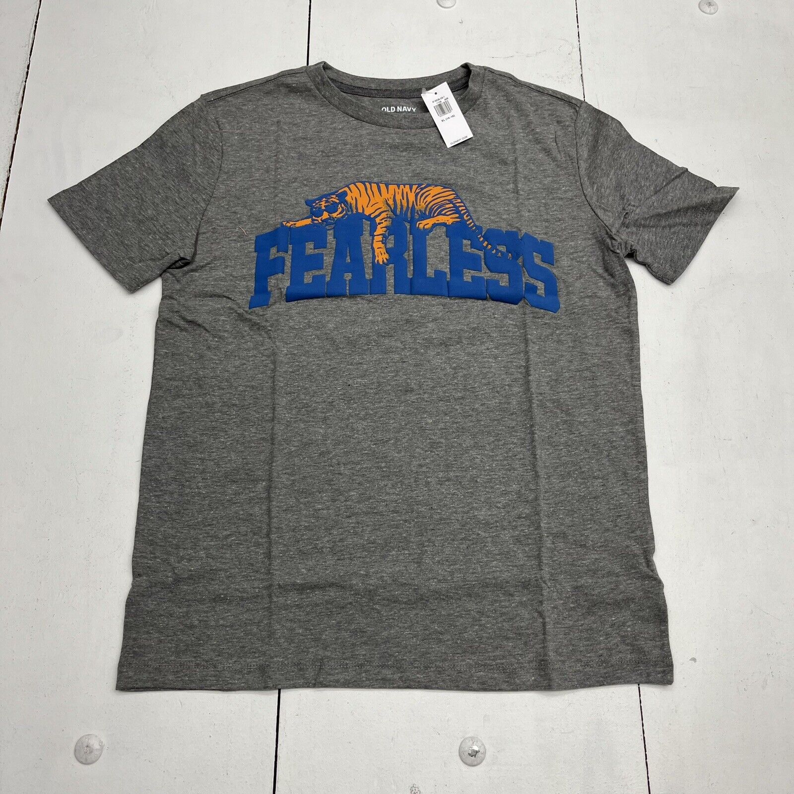 Old Navy Gray Fearless T-Shirt Unisex Kids Size X-Large (14-16) NEW
