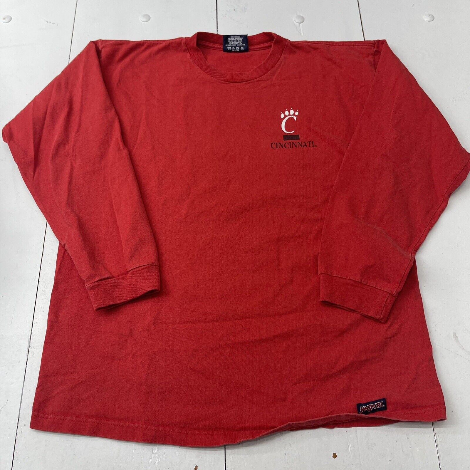 Jansport Red Cincinnati Long Sleeve T Shirt Mens Size Large Made In USA