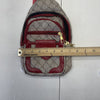 Women’s Brown &amp; Red Printed Nylon Faux Leather Trim Zipper Sling Bag