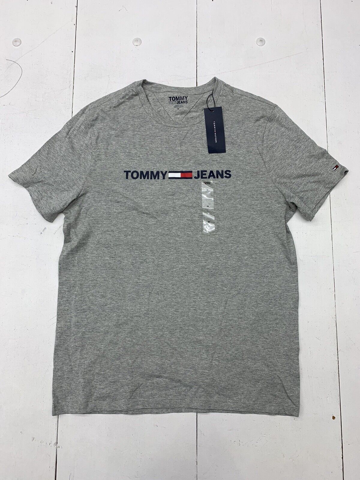 Tommy Jeans Mens Grey Short Sleeve Shirt Size Medium