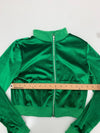 Womens Green Textured Full Zip Jacket Size Small