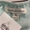 John Paul Richard Light Blue Long Sleeve BOHO Blouse Shirt Women Size XL NEW