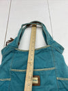 FOSSIL Teal Denim Canvas Satchel Tote Shoulder Bag