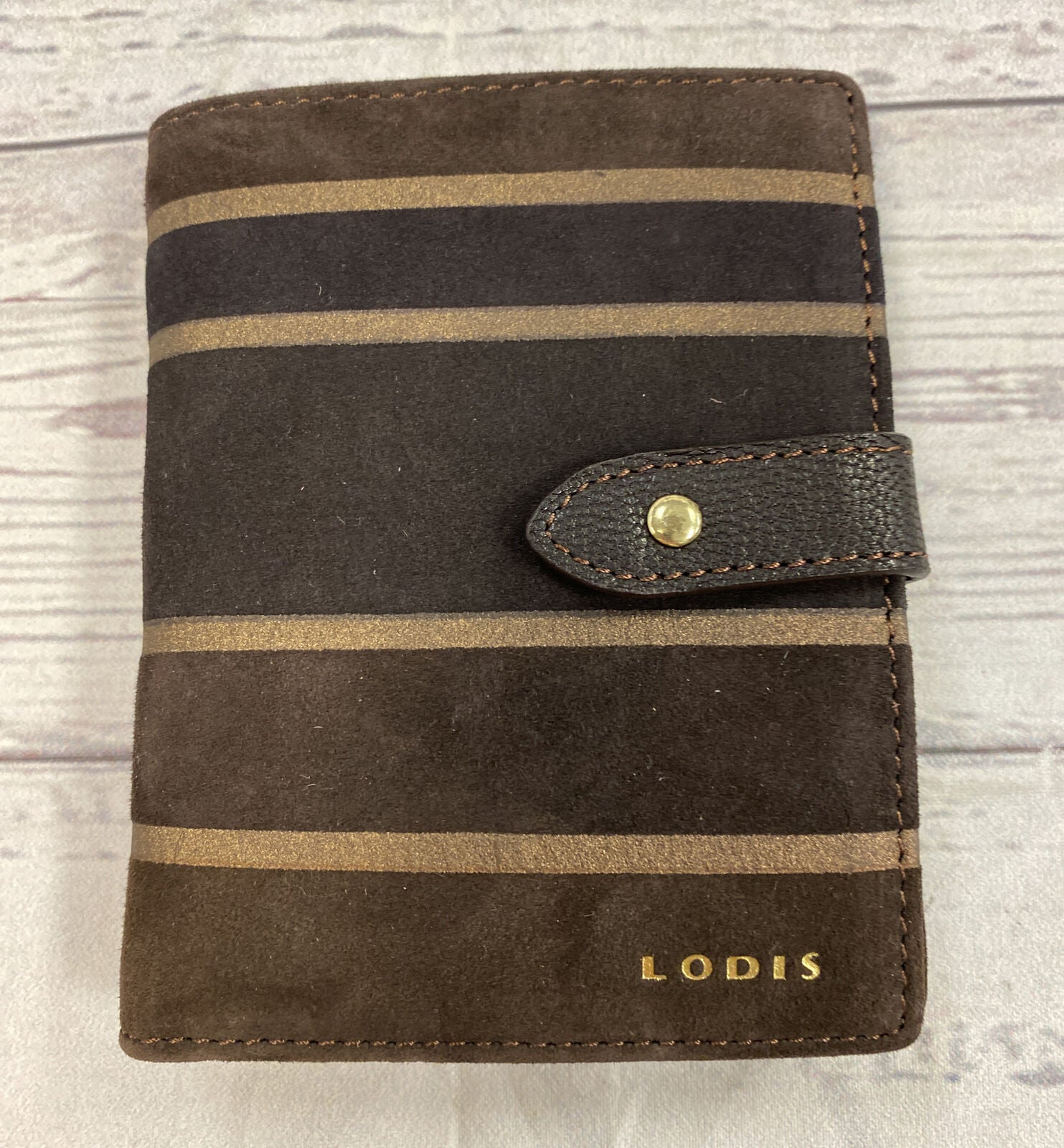Lodis Brown Leather Compact Bifold Wallet With Removable ID Card Wallet ￼NWT