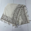 Echo Ivory Beige Embroidered Tassel Hem Scarf Women’s One Size New