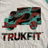 Trukfit White Teal Logo 3/4 Sleeve Cotton T-Shirt Youth Boy Size 3XL *