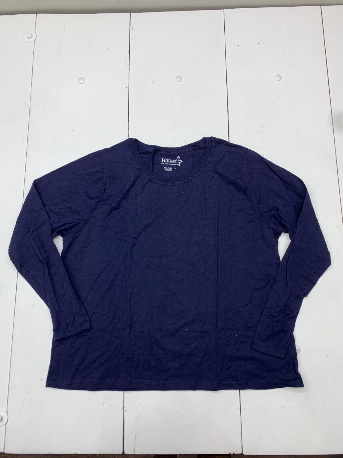 Hanes Womens Blue Long Sleeve Shirt Size XXL