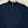 Tommy Hilfiger Navy Long Sleeve 1/4 Zip Blazer Shirt Sweater Youth Boys Size L N