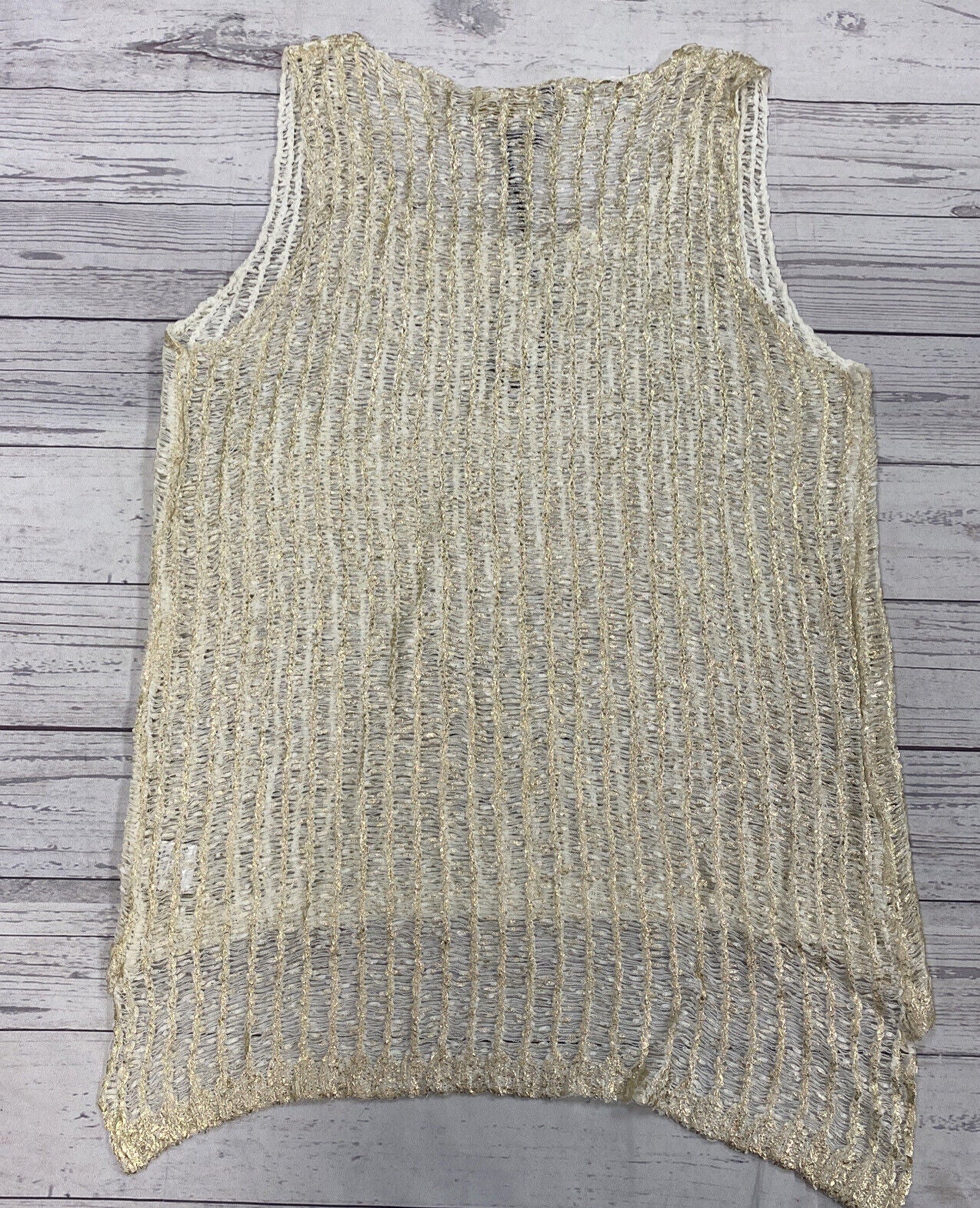 Valiant Paris WI046 Cream And Gold Crocheted Tank Top￼ Women's Size M/ -  beyond exchange