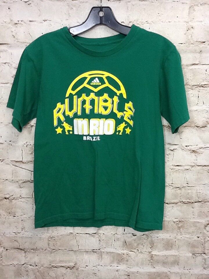 Adidas The Go-To Tee "Rumble In Rio Brazil" Youth Green T-Shirt Size Large L