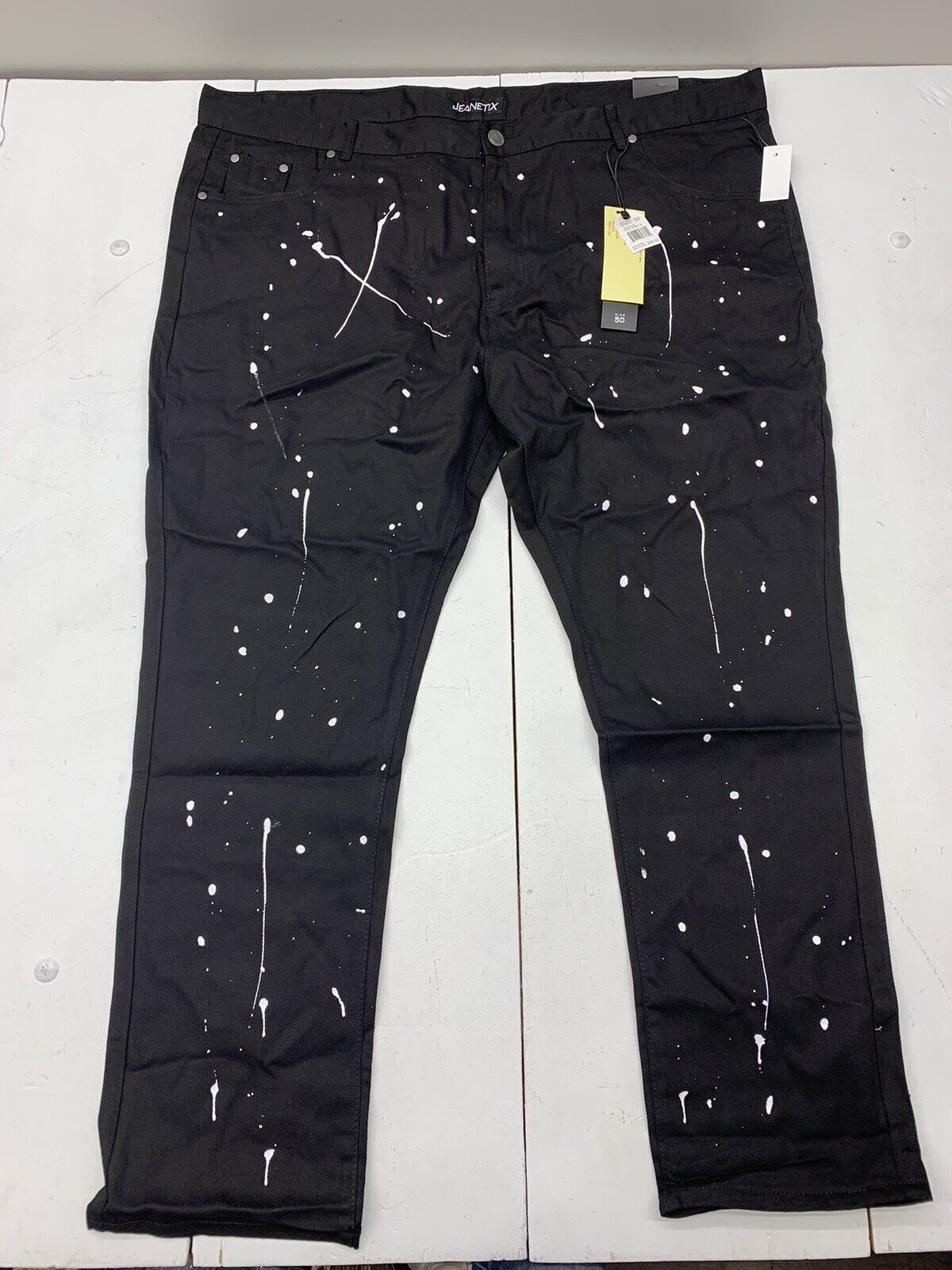 Jeanetix Mens Black Paint Splatter Jeans Size 50 - beyond exchange