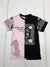 Fresh laundry Mens Pink Black Color Block Graphic Short Sleeve Shirt Size Small