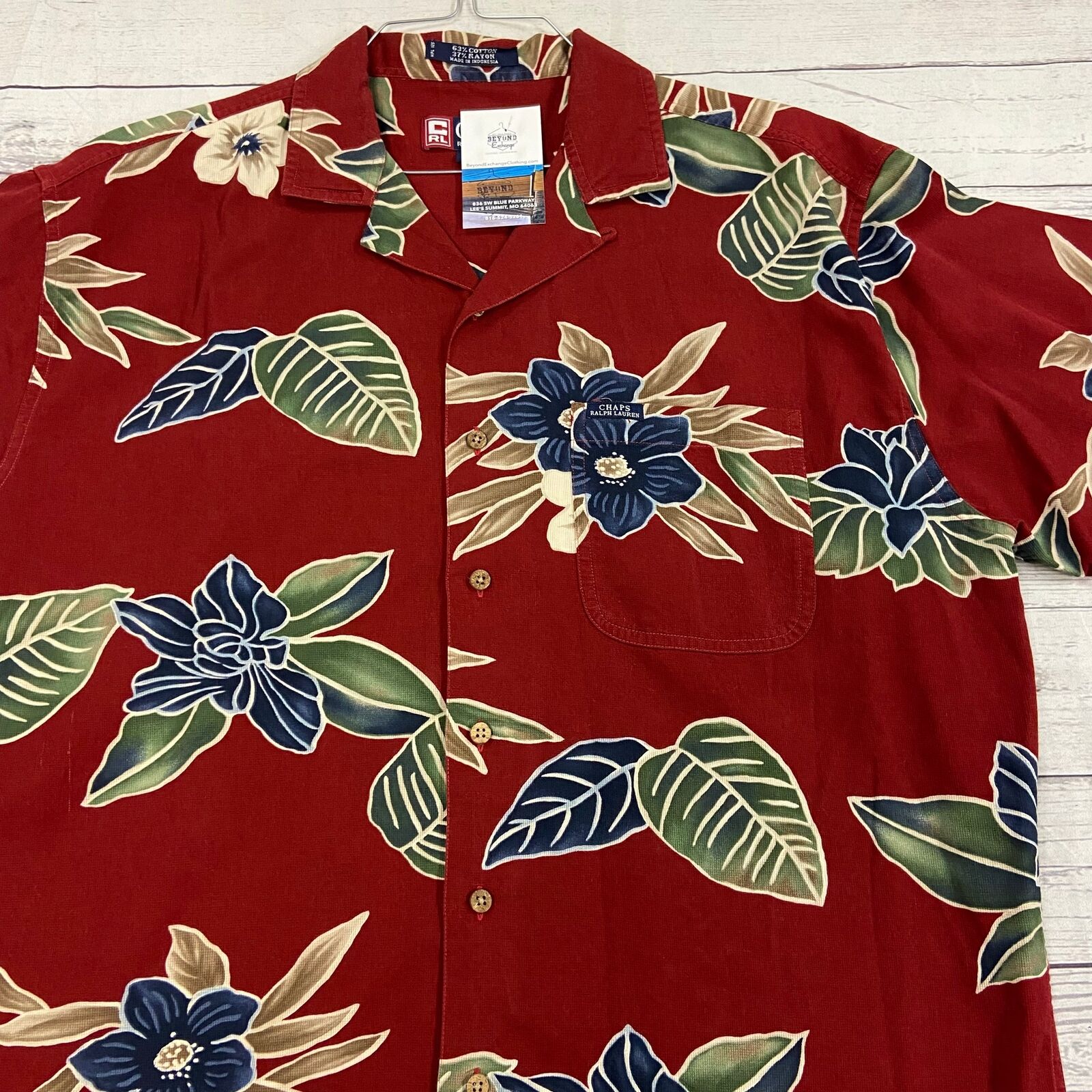 Vintage Chaps Ralph Lauren Red Hawaiian Short Sleeve Button Up