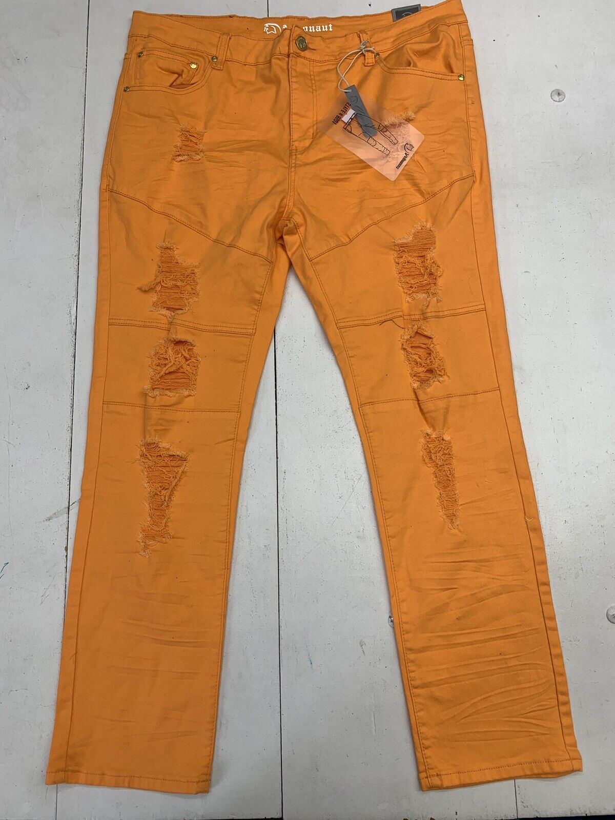 Argonaut Mens Orange Distressed Denim Jeans Size 42/32