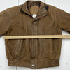 Vintage Hunting Horn Classic Brown Leather Bomber Jacket Men Size Medium