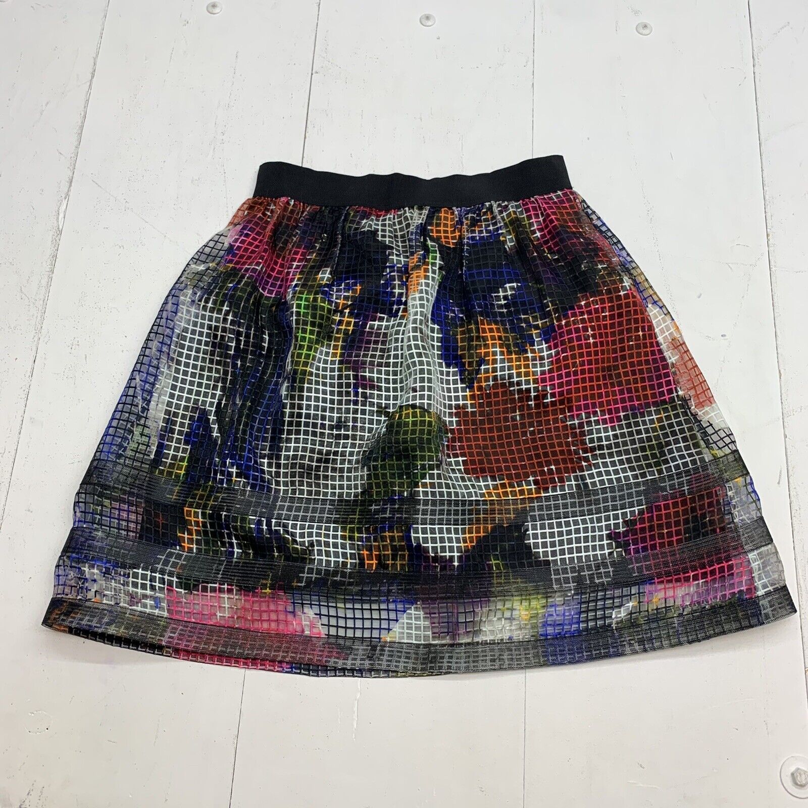 Phoebe Womens Multicor Square print Skirt size 12